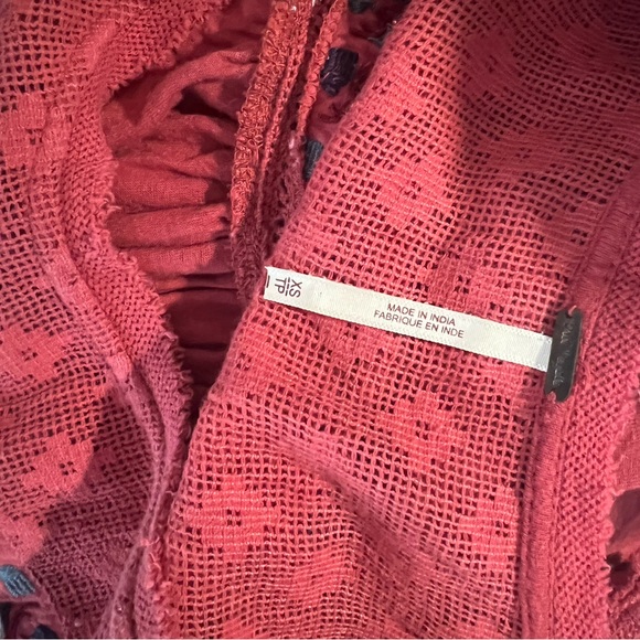 Free People Red Reckless Abandon Embroidered Tank Top XS - Picture 7 of 9